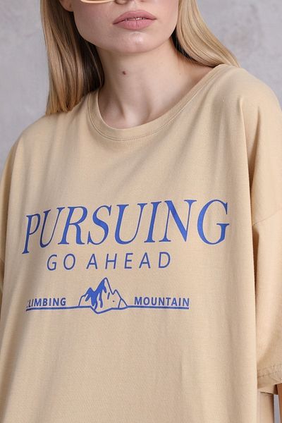 Mad&Calf Γυναικείο μπλουζάκι Pursing Go Ahead με στάμπα Oversize
