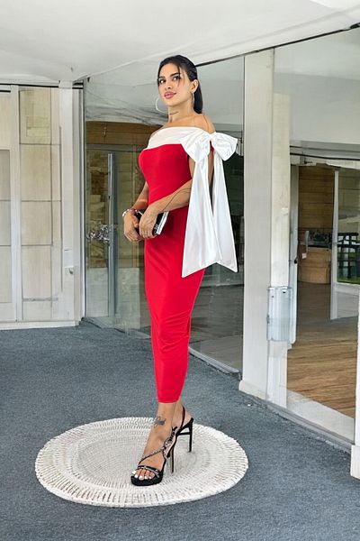 ALFUDO Moda Collection Rochie midi cu centură dublă Brıanna