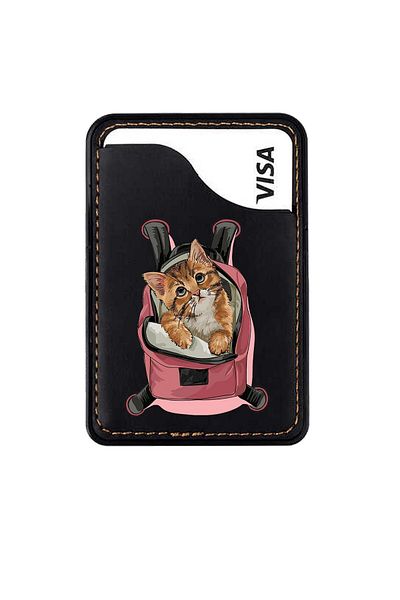 omix X300 X400 X500 X600 X700 X5 X6 X7 X3 X6 X7 Leather Card Holder Case Cat on Vacation