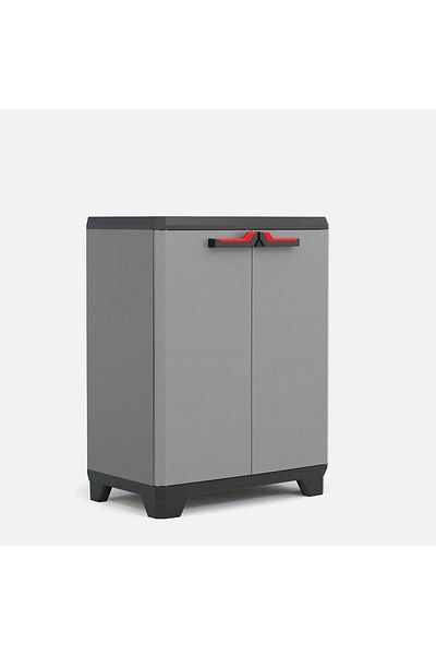 Keter Stilo Multi-Purpose Plastic Cabinet with Small Shelf 90x68x39 Cm Gray