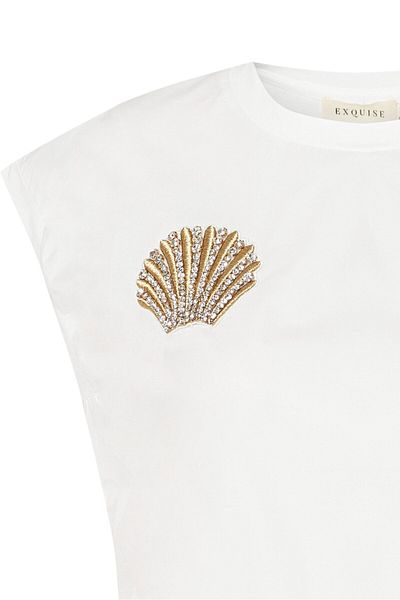 Exquise Crew Neck Stone Embroidered Regular T-Shirt