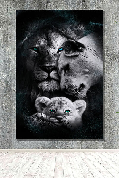 PrintiesPlus Aslan Family 4 Dekoratif Kanvas Tablo