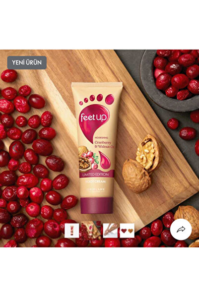 Oriflame Feet Up Kızılcık ve Ceviz Yağı Özlü Besleyici Ayak Kremi