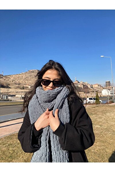 Moda Biçer MBCR Peluş Örgü Atkı New Trend