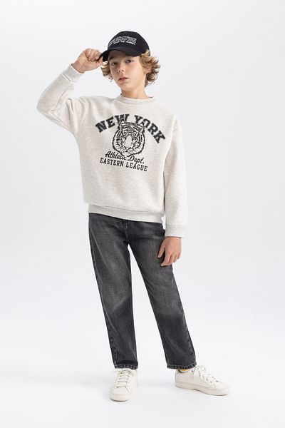 DeFacto Boy's Crew Neck Sweatshirt - Regular Fit