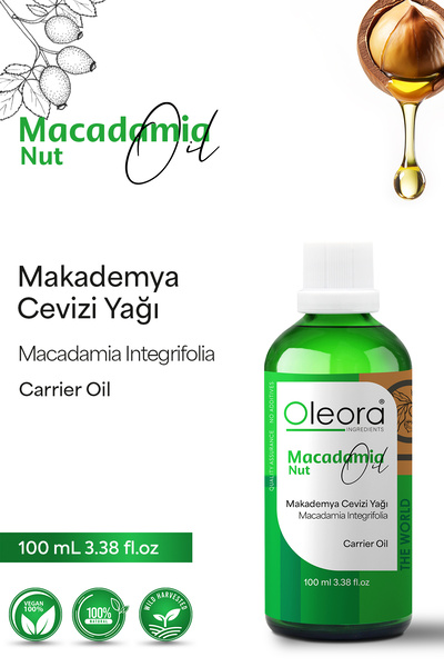 Oleora زيت جوز المكاديميا - نقي، ثابت، نقي 100 مل زيت الجوز