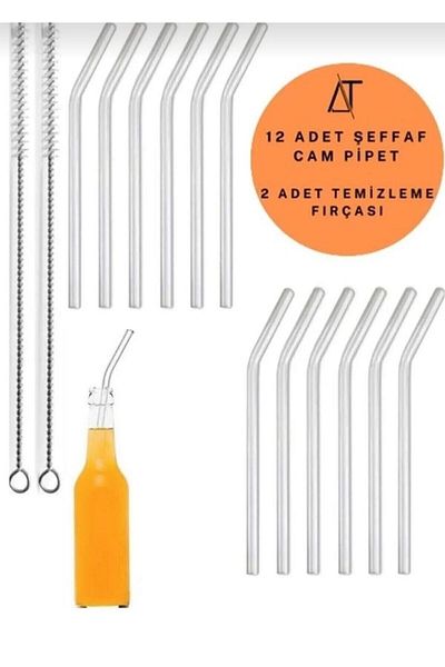Işınkitchen Set of 12 Glass Pipettes and 2 Cleaning Brushes 1st Quality / 9 Mm Heat Resistant Glass Pipettes