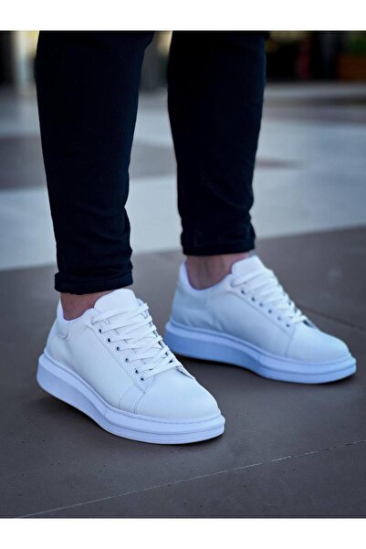 MOGAMS FRANKFURT Yüksek Tabanlı Bağcıklı Günlük Spor Erkek Ayakkabı BEYAZ - KBC