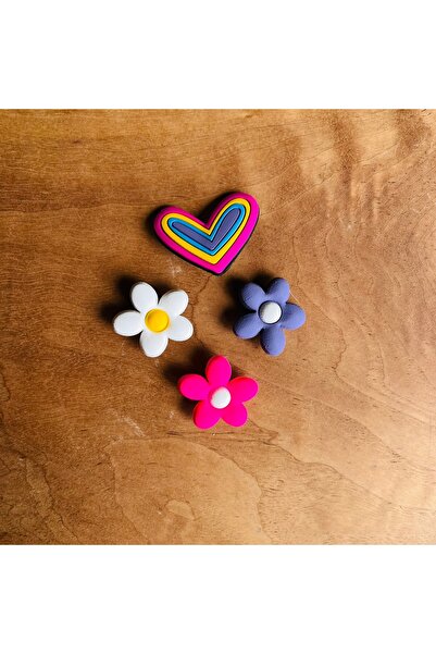 Crocs Jibbitz Terlik Süsü 4 Lü Set Kalp ve Çiçek