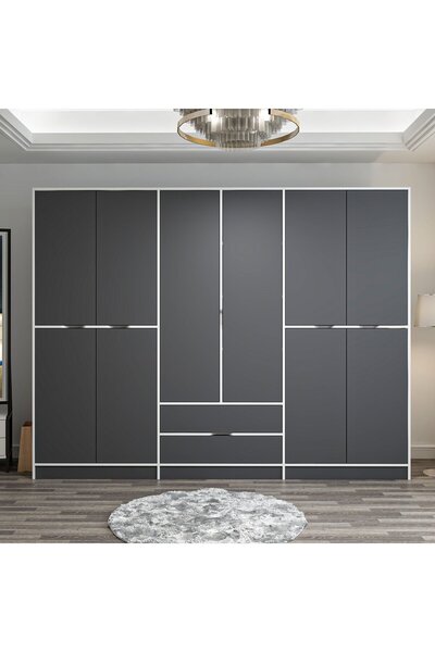 Minar Elina 6 Kapaklı Dolap - Antrasit/Antrasit