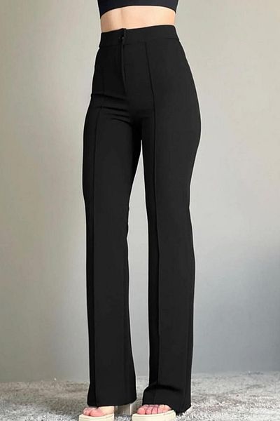 GOZZE Pantaloni de damă cu talie înaltă 5005 - picior evazat cu dungi