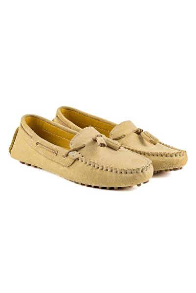 TEZCAN KUNDURA Samos Yellow Genuine Suede Leather Loafer Casual Women's Shoes