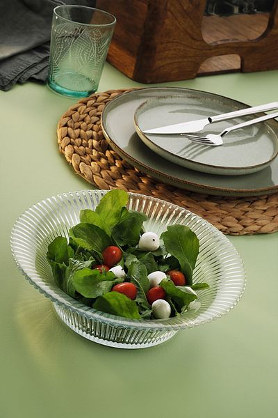 Fecra Lucetta 24 Cm Large Size Glass Salad Bowl - Deep