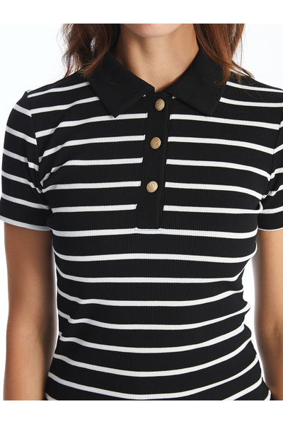 LC Waikiki Γυναικείο φόρεμα με ριγέ Polo λαιμόκοψη