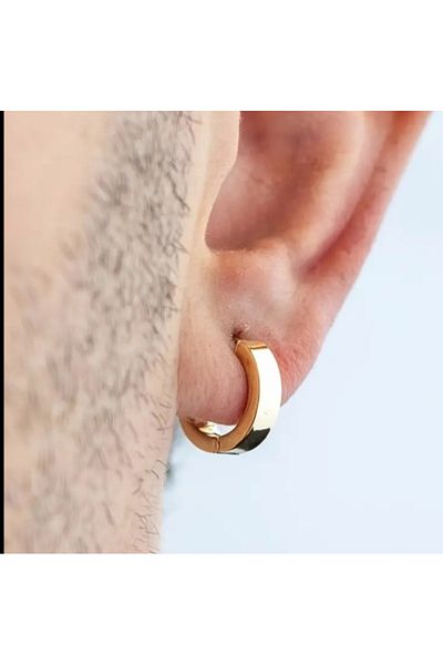 SE Jewellery Men's Classic Hoop Earrings - Medium Size, Gold