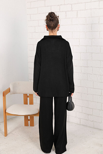 Melike Tatar Black Knitwear Zippered Set - 32-7005