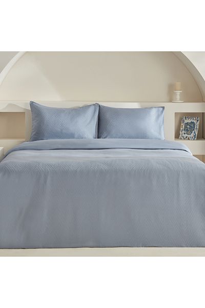 Karaca Home Комплект сатенен плик за завивка, размер "king size" - 100% памук, жакард, син сион