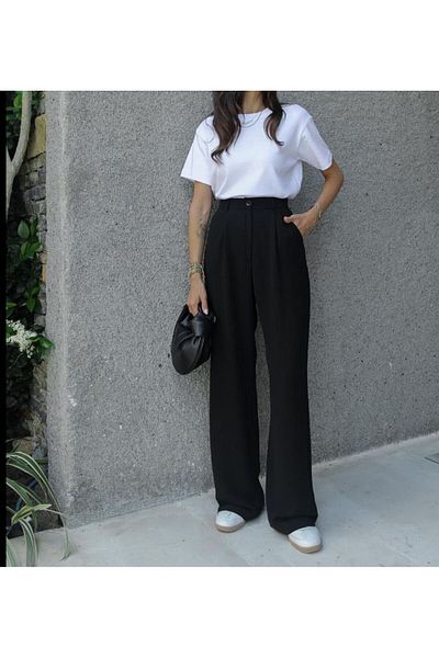 Saba Linen Black Palazzo Trousers