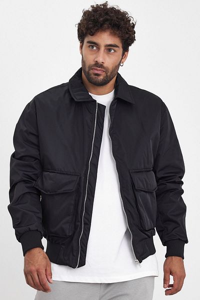 MADZEYMODA Черно бомбър яке - Нов сезон, с цип, Mz56112