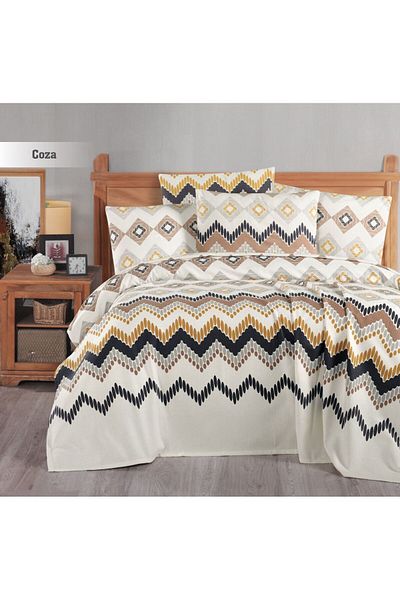 Denia Home Textile Double Printed Pique Bedspread - 100% Cotton