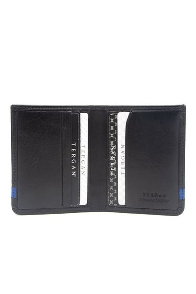 Tergan Unisex Black Leather Credit Card Holder - 1663K1B