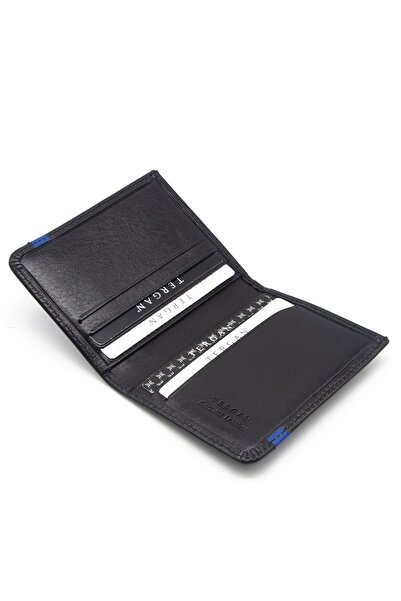 Tergan Unisex Black Leather Credit Card Holder - 1663K1B
