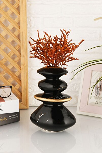ANGDESİGN Angdesign Black Ephesus Ceramic Small Vase