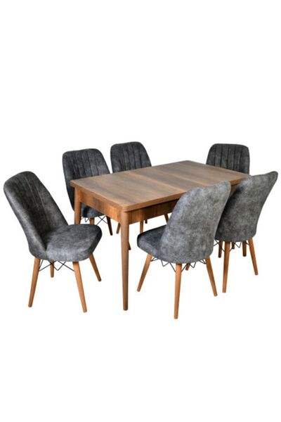 Efe Mobilya Barok Gold Kelebek Açılır Ahşap Ayaklı 6 Kişilik Yemek Masası