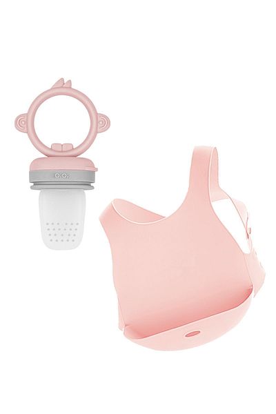 OiOi Puree - Pinky Pink / Powder Gray & Baby Bib