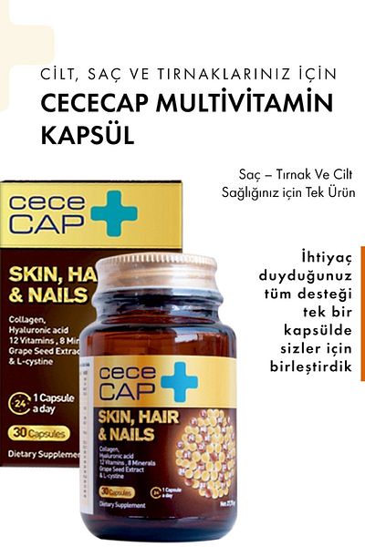 CECEMED Cececap 12 Vitamins 8 Minerals 2 X 30 Capsules Multivitamins for Healthy Hair and Nails