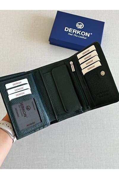 DERKON Green Medium Size Genuine Leather Women's Wallet - Violeta Model