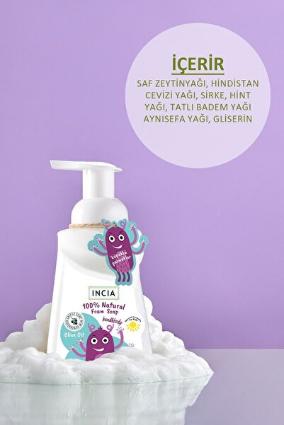 Incia %100 Doğal Köpük Kastil Sabunu-çocuklar Için Zeytinyağlı 10 Bitkisel Değerli Yağ Vegan 200 ml