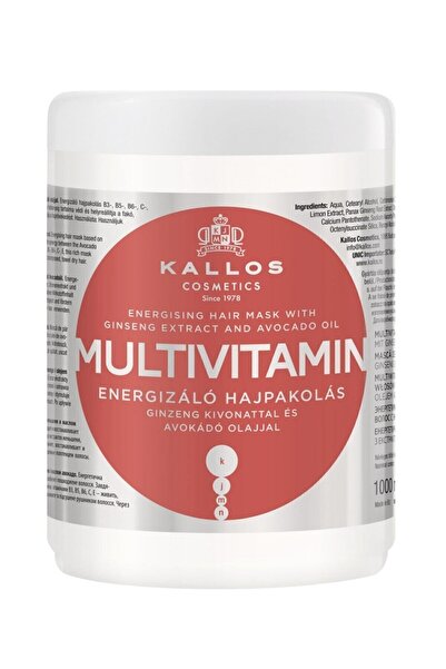 Kallos Cosmetics Multivitamin 1000ml Energizing Hair Care Mask with Ginseng Extract and Avocado Oil.