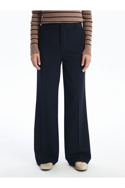 LC Waikiki Wide Leg Striped Standard Fit Women's Trousers