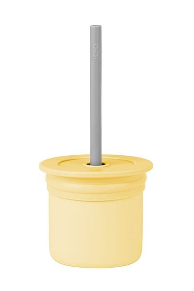 OiOi Mellow Yellow/Powder Grey Hamhüp Snack Container and Straw Cup Set