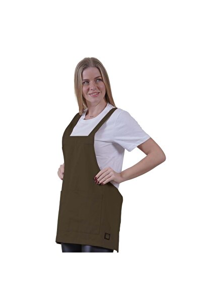 Exve Exclusive Khaki Green Basic Double Pocket Apron - For Chef, Barista, Worker and Kitchen