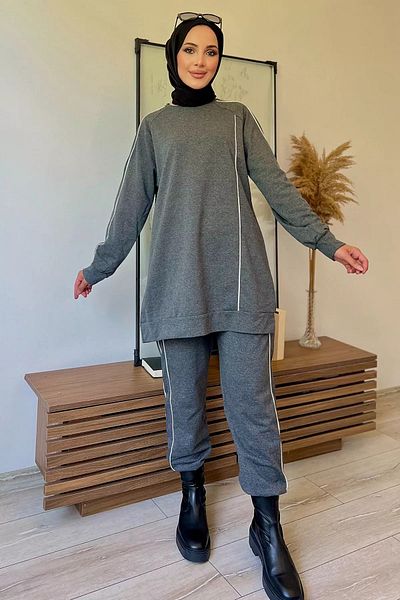 julude Anthracite Hijab Φούτερ και τουνίκ Σετ δύο τεμαχίων