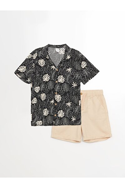 LC Waikiki Resort hajtókás nyomtatott ing és rövidnadrág kisfiúnak - 2 részes készlet