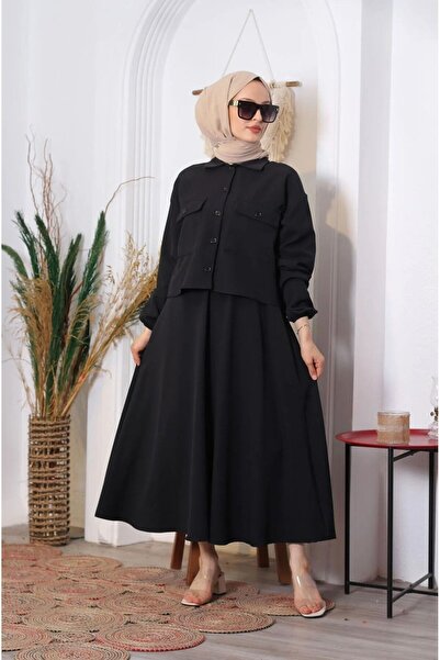 Gülsüm Aydın Kadın Tesettür Kapaklı Cepli Etekli Takım