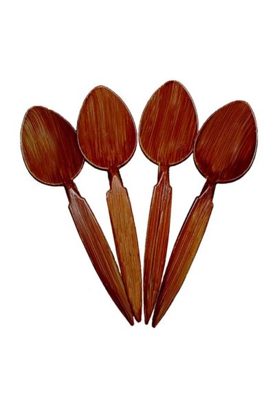 Kent Pazarı 20 Brown Play Spoons - 14 cm Handle Length, Henna Engagement Promise Spoon