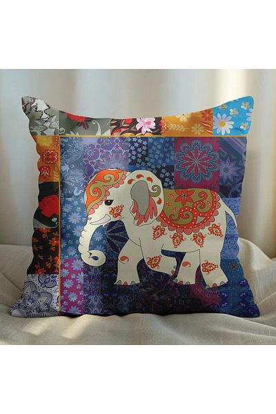 EJOYA Set of 2 Traditional Pillows - Auspicious Elephant Design, 45cm Case 113584