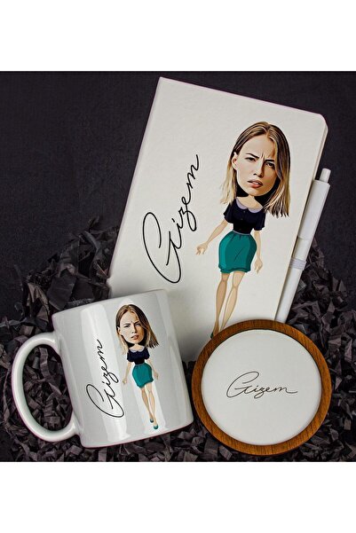 EJOYA Kişiye Özel Karikatür Tasarım Defter Kalem Kupa Ve Bardak Altlığı 96266