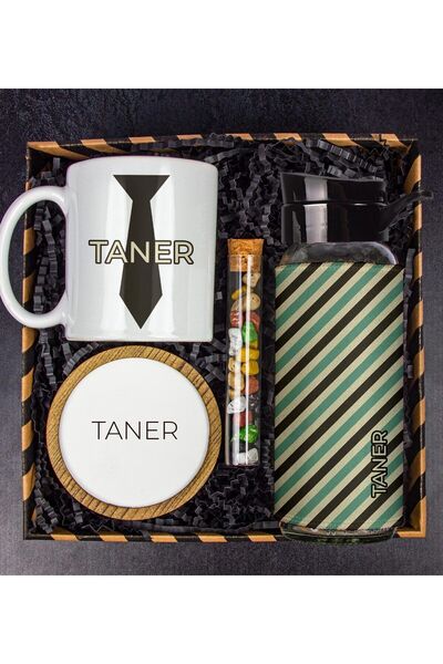 EJOYA Kişiye Özel Kupa Bardak & Matara & Bardak Altlığı & Çakıl Taşı Çikolata Hediye Kutusu 111523