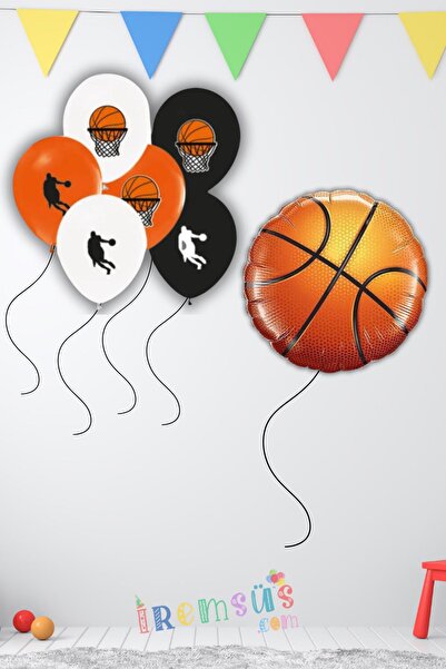 mypartyready Basketbol Tema Doğum Günü Partisi Folyo Balonlu Balon Seti 10 Ad...