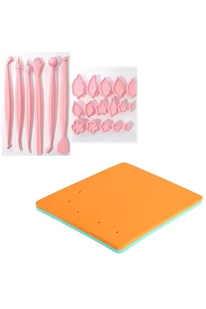 adin tasarım Çiçek Modelleme Süngeri + Şeker Hamuru Modelleme Seti 21 Parça M...