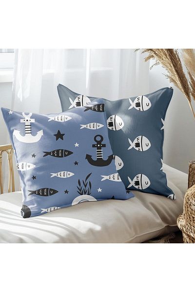 EJOYA Set de 2 perne de 45 cm cu design ancoră și pește - 113510