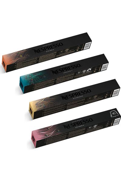 Nespresso Master Origins Indonesia, Nicaragua, Ethiopia And Colombia Capsule Coffee 10 Pieces (Set of 4)