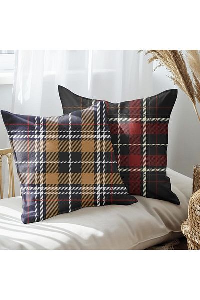 EJOYA 45cm Plaid Design 2-piece Pillow and Throw Pillow Set - 113508