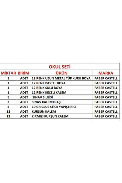 Faber Castell Kaliteli Okul Seti Full