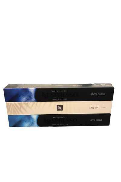Nespresso Barista Creations - 3-Piece Cocobolo Eisset: Freddo Delicato, Freddo Intenso Capsule Coffee